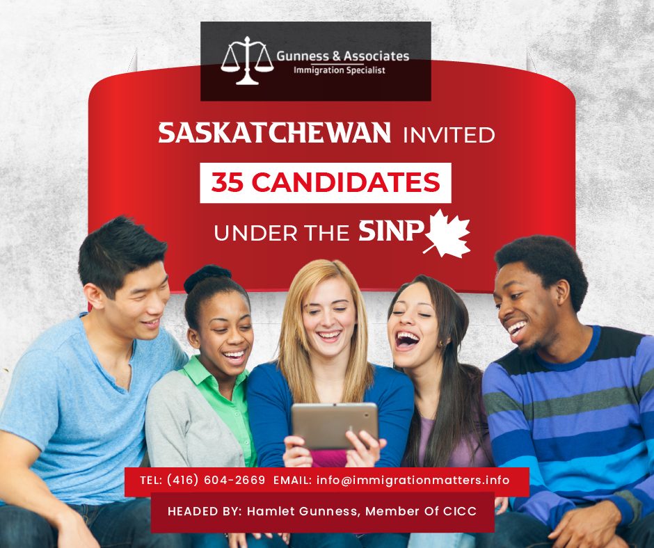 Saskatchewan invited 35 candidates under the SINP