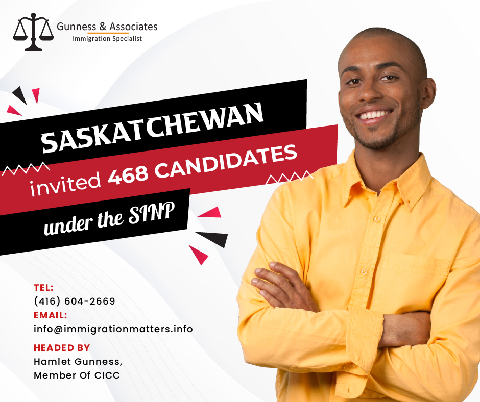 Saskatchewan invited 468 candidates under the SINP draw