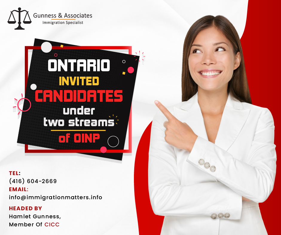 On January 24, 2023, the Government of Ontario held new draws in the Employer Job Offer: International Student Stream (EJO IS) and Employer Job Offer: Foreign Worker Stream of the Ontario Immigrant Nominee Program (OINP). The province issued 620 invitations to apply (ITAs) to eligible candidates through the EJO IS Stream.The minimum score for this draw was 82, 8 points more than in the previous draw. Candidates who created their profiles between November 22, 2022, and January 24, 2023, were considered by OINP in this draw.In addition, Ontario held another targeted draw of the OINP for candidates of the federal Economic Mobility Pathways Project (EMPP). In this draw, Ontario issued 2 targeted invitations to apply to candidates in the EOI pool who may be eligible for the federal EMPP under the Employer Job Offer: Foreign Worker stream. In total, OINP issued invitations to 2,278 candidates in 2023.Streams of OINPThe province's programme for economic immigration is called the Ontario Immigrant Nominee Program (OINP). Through Immigration, Refugees and Citizenship Canada, it works with the federal government of Canada (IRCC).Foreign workers, foreign students, and individuals with the required education, training, and experience submit nomination requests to the OINP. People with the knowledge and experience that the Ontario economy needs are recognised by the OINP and recommended for permanent residence.The OINP's Expression of Interest System is used for the following streams. You must submit an expression of interest and be granted the permission to apply before you are eligible.Employer Job Offer: Foreign Worker stream
Employer Job Offer: International Student stream
Employer Job Offer: In-Demand Skills stream
Masters Graduate stream
PhD Graduate stream
Human Capital Priorities stream
Skilled Trades stream
French-Speaking Skilled Worker stream
Employer Job Offer: Foreign Worker streamForeign workers with a job offer in a skilled occupation can apply to live and work permanently in Ontario through the Employer Job Offer: Foreign Worker stream.Your job offer must be for a skilled job in the National Occupational Classification's TEER (Training, Education, Experience and Responsibilities) categories 1, 2, or 3. (NOC). Foreign employees both inside and outside of Canada are eligible for this stream.Before completing an online application to be nominated for permanent residence by the Ontario government, you must first register in the OINP's Expression of Interest System and receive an invitation to apply.Employer Job Offer: International Student StreamInternational students with a job offer in a skilled occupation can apply to live and work permanently in Ontario through the Employer Job Offer: International Student stream.Your job offer must be for a skilled occupation in the National Occupational Classification's TEER (Training, Education, Experience and Responsibilities) categories 0, 1, 2 or 3. (NOC).Before submitting an online application to be nominated for permanent residency by the Ontario government, you must first register in the OINP's Expression of Interest System and obtain an invitation to apply.The next step is to submit an application to the federal government through Immigration, Refugees and Citizenship Canada if you are nominated (IRCC). They are the ones who ultimately decide who receives a permanent residency.To find out more details about “Ontario invited candidates under two streams of OINP” you can contact one of our immigration specialists at  Gunness & Associates.Tel: (416) 604-2669
Email: info@test.immigrationmatters.infoGunness & Associates has helped thousands of people successfully immigrate to Canada with their families. Our skilled and experienced immigration experts have the expertise to accurately examine your case and advise you on the best method of proceeding to best serve your needs.For honest and straightforward advice, contact the experts
at Gunness & Associates.Get a free AssessmentJoin our newsletter and get up-to-date immigration news Click hereAll rights reserved ©2022 Gunness & Associate
