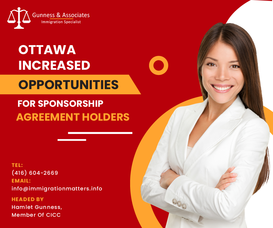 Ottawa increased opportunities for Sponsorship Agreement Holders SAHsn February 17, 2023, Sean Fraser, Minister of Immigration, Refugees and Citizenship Canada (IRCC), announced that the number of refugees that sponsorship agreement holders (SAHs) have increased to 13,500 in 2023. Since introducing a cap in 2012, this figure has skyrocketed tenfold, with 12,150 additional spaces for SAHs. With the additional cap spaces, new SAHs can get their operations up and running while existing organizations can further expand. SAHs cover all aspects of a sponsorship project, from identifying refugees in need to submitting applications on their behalf and providing them with essential support when they arrive.The Government-Assisted Refugee Program (GAR) and the Blended Visa Office-Referred (BVOR) Program, Canada's other two resettlement programs, are strengthened by the PSR Program. They are one of the many ways Canada is striving to meet its target of admitting more than 83,500 privately sponsored refugees by 2025. Collectively, they assist Canada in receiving more refugees each year than the Government of Canada could settle alone.– The Honourable Sean Fraser, Minister of Immigration, Refugees, and Citizenship "Our government is raising the maximum number of refugees that sponsorship agreement holders may support to 13,500, a 10-fold increase from the cap's initial implementation in 2012. The news made today will help these community organizations continue their crucial job of assisting refugees from all across the world in settling in Canada. I want to express my gratitude to our partners for continuing to support our program. We appreciate what you do because your effort reflects Canadians' kindness.”The PSR and BVOR programs in CanadaThe PSR and BVOR programs in Canada serve as role models for other nations. Canada promotes and supports the implementation and growth of community sponsorship programs designed to meet local needs through its involvement in the Global Refugee Sponsorship Initiative (GRSI). Argentina, Australia, Belgium, Germany, Ireland, New Zealand, Spain, the United Kingdom, and most recently the United States have all benefited from GRSI funding for the development of programs.By using the Blended Visa Office-Referred (BVOR) program, you can connect with a refugee who needs to be resettled in Canada immediately. This special collaboration between the Canadian government and local citizens has the potential to assist in bringing 1000 more refugees to safety in Canada each year!The Private Sponsorship of Refugees (PSR) Program A ground-breaking scheme for resettling refugees in Canada is the Private Sponsorship of Refugees (PSR) program.Citizens and permanent residents of Canada are able to help in the resettlement of refugees from other countries through the PSR program. Citizens and residents who are members of organizations, associations, and groups may sponsor refugees abroad in any of the following ways:A Group of Five 
A Community Sponsor
A Sponsorship Agreement HolderInstead of utilizing government finances, the PSR system makes use of the desire and resources of religious organizations, ethnic and racial communities, families, and other charity causes. Typically, these groups and organizations raise money or utilize their own resources to help the sponsored person or family for the duration of their first year in Canada. Resettlement Assistance Program (RAP) Resettlement Assistance Program (RAP) is a program that accepts contributions. Income support and help with a variety of immediate required services are its two main parts.For the first 4-6 weeks of a newcomer's arrival in Canada, Service Provider Organizations (SPOs) provide immediate and critical services. Included in activities are the following:engaging with foreigners at the airport or their final location in Canada
offering temporary housing
aiding in obtaining permanent housing, offering a basic orientation to Canada, life skills training, and financial orientation, and referring to further settlement programsWant to know more details about “Ottawa increased opportunities for Sponsorship Agreement Holders'' you can contact one of our immigration specialists at  Gunness & Associates.Tel: (416) 604-2669 Email: info@test.immigrationmatters.infoGunness & Associates has helped thousands of people successfully immigrate to Canada with their families. Our skilled and experienced immigration experts have the expertise to accurately examine your case and advise you on the best method of proceeding to best serve your needs.For honest and straightforward advice, contact the expertsat Gunness & Associates.Get a free Assessment Join our newsletter and get up-to-date immigration news Click hereAll rights reserved ©2022 Gunness & Associate