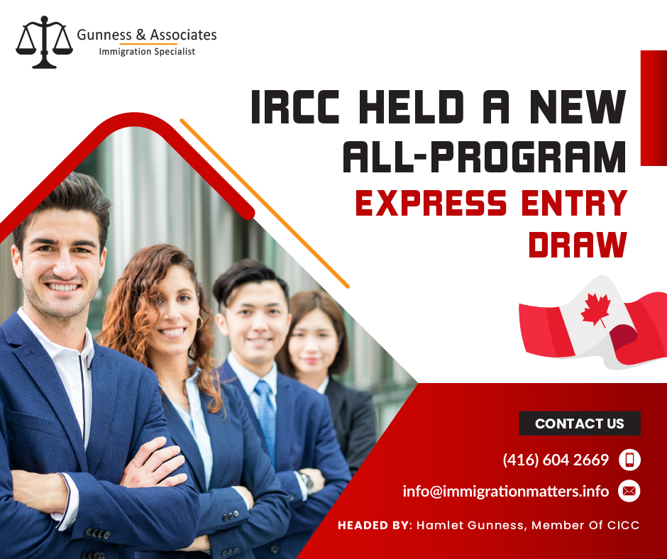 IRCC held a new all-program Express Entry draw on March 15, 2023, Immigration, Refugees and Citizenship Canada (IRCC) issued 7,000 Invitations to Apply (ITA) to candidates under Express Entry. In this draw, IRCC continued inviting candidates under all immigration programs. In round #243, the cut-off score was 490 points, the same as in the previous all-program draw. The tie-breaking rule for this round was February 16, 2023, at 10:33:06 UTC. As of March 15, 2023, there are 245,121 profiles registered in the Express Entry pool, 1,747 more than the previous update. In 2023, Canada issued 23,559 ITAs through Express Entry. The country's record immigration target for 2023 is 465,000.Since January 18th, this was the first all-program draw that has now been conducted. Also, it broke the previous record set on January 2023 draw of 5,500 making it the largest all-program draw ever. The most recent draw pattern was likewise broken by this draw. All of the most recent draws were program-specific, with the majority being PNP-only and one including candidates for the FSWP.CRS Score distribution for the latest all-program Express Entry draw The latest all-program Express Entry draw was held on March 15, 2023 CRS score distribution for this draw is given below in the table:CRS score rangeNumber of profiles registered601-1200784501-6003,216451-50065,826491-5002,603481-49012,183471-48020,833461-47016,836451-46013,371401-45061,240441-45012,672431–44013,334421-43010,697411-42011,833401-41012,704351-40071,292301-35037,1130-3005,650Total245,121You can also read Express Entry draws 2023 details:NEW BRUNSWICK INVITED NEW CANDIDATES TO APPLY FOR EXPRESS ENTRYIRCC INVITED 667 CANDIDATES IN THE PNP-TARGETED EXPRESS ENTRY DRAWCANADA HELD A NEW PNP DRAW UNDER THE EXPRESS ENTRY SYSTEMEXPRESS ENTRY DRAW FOR THE FEDERAL SKILLED WORKER PROGRAMIRCC PROPOSED NEW EXPRESS ENTRY CATEGORIESIRCC HELD THE FIRST EXPRESS ENTRY DRAW OF 2023How can you increase your CRS Score for Express Entry from up to 490?Can you achieve a CRS score of 490 or higher for Express Entry? how those the Express Entry works, the CRS (Comprehensive Ranking System) score is a points-based system that the Canadian government uses to rank Express Entry Applicants based on factors such as:Age
Education
Language Ability
Work Experience, and
AdaptabilityWant to know more details about “IRCC held a new all-program Express Entry draw” you can contact one of our immigration specialists at Gunness & Associates.Overview of Express Entry Express Entry is the system used by Immigration, Refugees and Citizenship Canada (IRCC) to manage the intake of applications for economic immigration submitted on or after January 1, 2015, for the following classes:Federal skilled worker class (FSWC);
Federal skilled trades class (FSTC);
Canadian experience class (CEC); and
a portion of the provincial nominee class (PNC).Tel: (416) 604-2669 Email: info@test.immigrationmatters.infoGunness & Associates has helped thousands of people successfully immigrate to Canada with their families. Our skilled and experienced immigration experts have the expertise to accurately examine your case and advise you on the best method of proceeding to best serve your needs.For honest and straightforward advice, contact the expertsat Gunness & Associates.Get a free Assessment Join our newsletter and get up-to-date immigration news Click hereAll rights reserved ©2022 Gunness & Associate