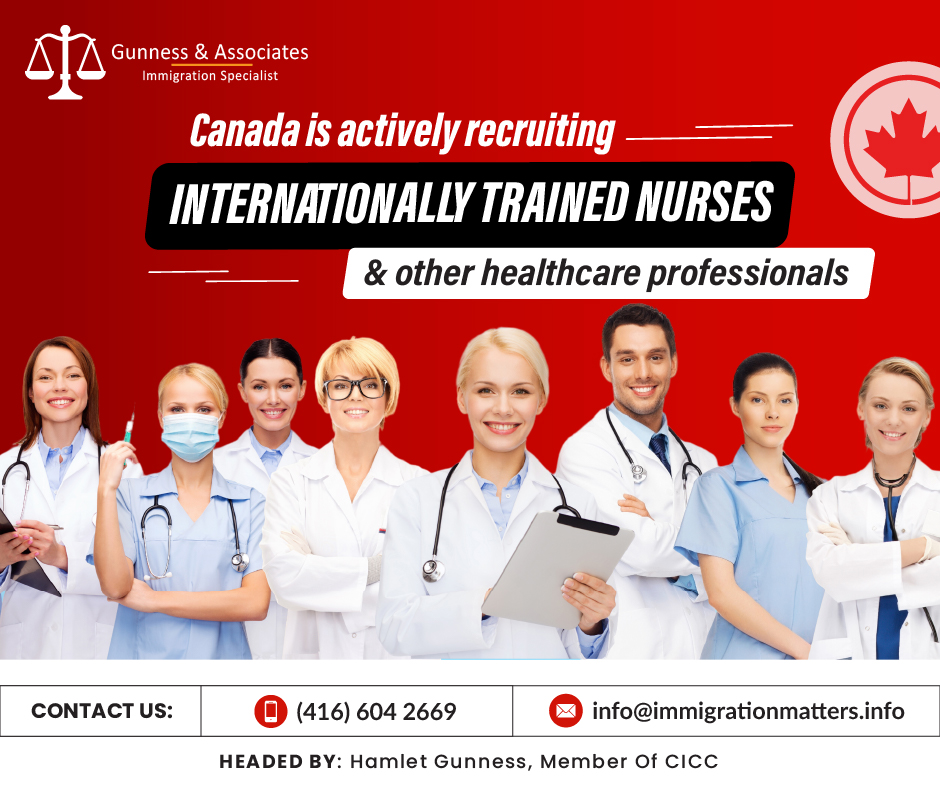 Healthcare authorities recruited healthcare professionals overseas to address a severe labor shortage last year, resulting in increased immigration from internationally-trained nurses, orderlies, and other healthcare workers. According to the latest data, 2,595 new permanent residents came to fill healthcare openings through the Express Entry system last year, up 28.1% from 2,025 the previous year. Last year, Immigration, Refugees and Citizenship Canada (IRCC) made nurse aides and orderlies eligible for the Express Entry Federal Skilled Worker (FSW) program, as demand was very high for these highly-skilled workers. The following job titles and occupational codes are included in Canada's National Occupational Classification (NOC) 2021 system of identifying occupations:nurse aide or orderly – (NOC) 33102
medical chemist – (NOC) 21101
medical archivist – (NOC) 12111
medical examiner – (NOC) 41310
medical secretary – (NOC) 13112
medical biochemist – (NOC) 21101
medical physicist – (NOC) 21100
health care assistant – (NOC) 33102
medical laboratory assistants and related technical occupations – (NOC) 33101
other assisting occupations in support of health services – (NOC) 33109On November 16, the IRCC introduced 16 more occupations to its list of qualifying occupations under that worker immigration program, changing the FSW in a way that made that possible. Due to this, 359 additional occupations became eligible for the FSW on the day the IRCC's (NOC) 2021 came into effect. Through the Canadian Experience Class program of the Express Entry system, healthcare workers can also immigrate to Canada. Provinces and territories can also nominate healthcare professionals for permanent residency through their Provincial Nominee Programs (PNP) if they meet particular regional labor market requirements and intend to settle in that province or territory. Provinces may suggest individuals for their non-Express Entry paper-based streams or they can recruit applicants from the Express Entry pool.The Honourable President of Canada, Sylvian Brousseau stated that:“The wait times for medical and surgical operations are getting longer and longer in Canada, and it's getting harder for people to get the care they need. "We have seen many stories of emergency departments closing down or reducing their hours of operation in many parts of the country just over the past few weeks," he continued. The cause of the emergency is simple: Canada is facing a serious nursing shortage and health workforce crisis.”Immigration minister Sean Fraser said that:“We are addressing the labor crisis with every tool at our disposal, particularly in major sectors like healthcare, construction, and transportation.”The nurses, physicians, and other hospital staff that depend on nurse aides and orderlies for basic patient care are the lifeblood of any hospital or nursing home. According to data from the federal Job Bank website for job searching and career planning, individuals earn a median annual income of $40,950 in Canada based on a typical 37.5-hour work week.Also, Read;CANADA WILL REQUIRE 30,000 IMMIGRANTS TO REPLACE RETIRING FARMERSWant to know more details about “Canada is actively recruiting internationally trained nurses and other healthcare professionals” you can contact one of our immigration specialists at Gunness & Associates.Tel: (416) 604-2669 Email: info@test.immigrationmatters.infoGunness & Associates has helped thousands of people successfully immigrate to Canada with their families. Our skilled and experienced immigration experts have the expertise to accurately examine your case and advise you on the best method of proceeding to best serve your needs.For honest and straightforward advice, contact the expertsat Gunness & Associates.Get a free Assessment Join our newsletter and get up-to-date immigration news Click hereAll rights reserved ©2023 Gunness & Associates