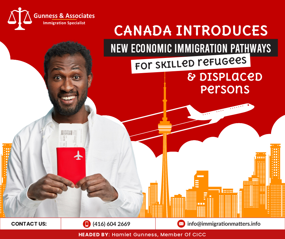 Canada's Economic Mobility Pathways Pilot (EMPP) offers skilled refugees and displaced people more opportunities to immigrate to Canada and continue their careers via new economic immigration pathways. The EMPP has launched two new streams, allowing Canadian employers to access a talent pool of skilled refugees worldwide. The two new streams are for candidates with a job offer from a Canadian employer and for highly skilled refugees without job offers. Canadian employers can recruit highly skilled refugees for different in-demand jobs through the EMPP. These new streams reduce barriers to access, and newcomers can move to Canada and start working more quicklyNewcomers using the EMPP will now be able to migrate to Canada and start working here more quickly because of the implementation of efficiency enhancements learned through collaboration with partners during the launch of the initial EMPP streams. Since candidates do not need to have prior Canadian job experience to apply, these new streams additionally reduce the entry hurdles.Overview of the new economic immigration pathways A job offer from a Canadian business is required for one of the two new streams as announced on March 27, 2023, while highly skilled refugees without job offers can apply for the second stream.To fill a variety of in-demand positions, including those for nurse assistants, 
personal support workers, 
long-term care aides, 
software engineers, 
web designers, 
mechanical and electrical engineers and technicians, 
logistics and warehouse workers, 
tourism and hospitality workers, and 
truck and delivery service drivers Canadian employers can use the EMPP Federal Skills Job Offer Stream.The EMPP Federal Skills Without a Job Offer Stream acknowledges that some applicants have skills that are in such high demand they will be able to find employment once they arrive in Canada.Through EMPP, displaced people can utilize their skills to better not only their own lives and the lives of their families but also the communities and workplaces that accept them.By modeling labor mobility programs for like-minded nations and improving the responsiveness of Canada's immigration system to the demands of our economic and humanitarian commitments, Canada continues its efforts to embrace its role as Chair of the Global Taskforce on Labour Mobility.How to immigrate through Economic Mobility Pathways Pilot?The Economic Mobility Pathways Pilot (EMPP) facilitates the immigration to Canada of skilled refugees and other displaced people.You can now apply for the EMPP in 2 different ways:1-through one of three selected economic programs2-directly to us for just the EMPPThree selected economic Programs includeProgram for Atlantic Immigration
Program for Provincial Nominees
Program for Rural and Northern Immigration (RNIP)The regional EMPP that used to describe this. Depending on the program you choose, you must first apply to a province, territory, or RNIP community and be qualified for one of the programs mentioned above.Directly to us for just the EMPPThe federal EMPP is known as this. It has streams for Job Offers and No Job offers. You have to meet the requirements for education, work experience, and language.Join our RSS feed: https://test.immigrationmatters.info/feed Want to know more details about “Canada introduces new economic immigration pathways for skilled refugees and displaced persons” you can contact one of our immigration specialists at  Gunness & Associates.Tel: (416) 604-2669 Email: info@test.immigrationmatters.infoGunness & Associates has helped thousands of people successfully immigrate to Canada with their families. Our skilled and experienced immigration experts have the expertise to accurately examine your case and advise you on the best method of proceeding to best serve your needs.For honest and straightforward advice, contact the expertsat Gunness & AssociatesGet a free Assessment Join our newsletter and get up-to-date immigration news Click hereAll rights reserved ©2023 Gunness & Associates