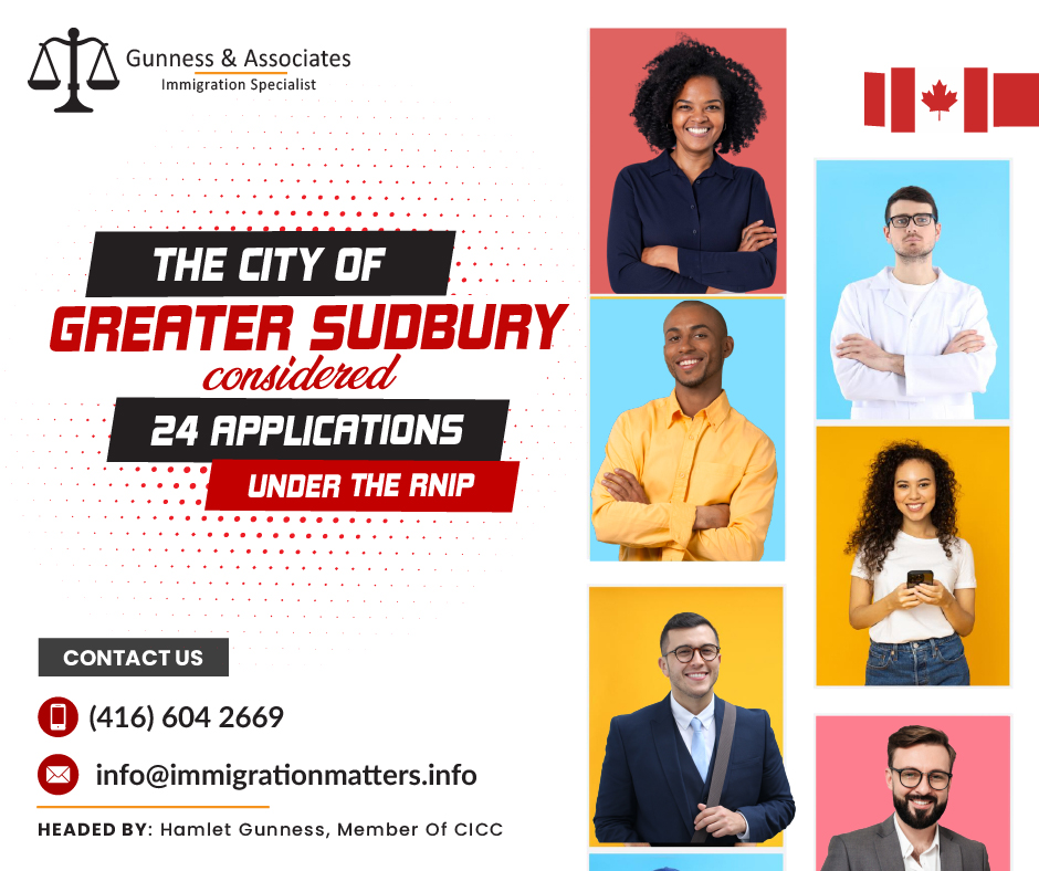 On May 31, 2023, the City of Greater Sudbury held a new round of invitations and considered 24 candidates under RNIP Sudbury draw for the Rural and Northern Immigration Pilot (RNIP).The lowest score of these draws was 260 points, the same as in the previous draw. Last year, Sudbury invited a total of 154 applicants. Since the program's launch, the city has recommended at least 321 individuals under the RNIP. So far, the city has considered 121 candidates in 2023.Overview of the RNIP Sudbury draws in 2023 Application considered in Sudbury RNIP so far in 2023 as of May, 31 are overviewed in the tables given below:DateMay 31, 2023Number of applicants considered24Date of the last applicant consideredMay 19, 2023The score of the lowest-ranked applicant drawn260Tie-breaking ruleN/ADateApril 25, 2023Number of applicants considered21Date of the last applicant consideredApril 17, 2023The score of the lowest-ranked applicant drawn260Tie-breaking ruleN/ADateMarch 29, 2023Number of applicants considered27Date of the last applicant consideredMarch 21, 2023The score of the lowest-ranked applicant drawn260Number of candidates drawn through the Francophone Stream5Tie-breaking ruleN/ADateFebruary 23rd, 2023Number of applicants considered25Date of the last applicant consideredFebruary 14th, 2023The score of the lowest-ranked applicant drawn245Tie-breaking ruleN/ADateJanuary 26th, 2023Number of applicants considered24Date of the last applicant consideredJanuary 16th, 2023The score of the lowest-ranked applicant drawn250Tie-breaking ruleN/AAbout the Rural and Northern Immigration Pilot Program (RNIP) The Rural and Northern Immigration Pilot, also known as Canada's RNIP, is a community-driven program that was created with the explicit goal of bringing the advantages of economic immigration to the country's relatively smaller areas.For talented foreign workers who plan to live and work in any of the 11 participating communities, the RNIP offers a path to Canadian permanent residence.We regularly share updated Canadian immigration news, want to keep updated, add the latest immigration news in your feed: https://test.immigrationmatters.info/feed Want to know more details about “The City of Greater Sudbury considered 24 applications under the RNIP” you can contact one of our immigration specialists at Gunness & Associates.Tel: (416) 604-2669 Email: info@test.immigrationmatters.infoGunness & Associates has helped thousands of people successfully immigrate to Canada with their families. Our skilled and experienced immigration experts have the expertise to accurately examine your case and advise you on the best method of proceeding to best serve your needs.For honest and straightforward advice, contact the expertsat Gunness & AssociatesGet a free Assessment Join our newsletter and get up-to-date immigration news Click hereAll rights reserved ©2023 Gunness & Associates