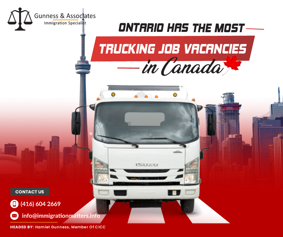 Ontario has a high demand for qualified workers to fill trucking jobs, making it a great opportunity for foreigners under economic immigration programs. Job Bank listed 882 trucking jobs in late May under the National Occupational Classification 2021 code 73300. The Greater Toronto Area has the most trucking job opportunities, with 56% of the positions in the province. Truckers in Ontario can earn a median hourly wage of $24, which can go up to $32.34 per hour, leading to an annual wage scale of up to $63,063 for a standard 37.5-hour work week.However, truck drivers frequently receive kilometer-based bonuses that increase their pay dramatically.Both the federal and provincial governments have been assisting with immigration policies to grant work permits and permanent residence to qualified foreign workers looking for these kinds of jobs in Canada as transportation companies are in need of truckers to replenish and grow their aging workforce.After including the job in its Ontario Immigrant Nominee Programme (OINP) Employer Job Offer In-Demand Skills Stream four years ago, Ontario has taken the lead in assisting transportation companies in hiring internationally trained truckers.What are the requirements for a trucking job work permit in Canada?To be eligible for a truck driver work permit in Canada and to fulfill their goals and dreams, interested candidates must fulfill all eligibility requirements as stated in the section "Truck driver work permit Canada requirements." Among the fundamental requirements for eligibility are:two years of trucking work experience in a Gulf country.
A license from a Gulf country is required, alongside a truck driver visa.
Proficiency in the English language in speaking, reading, listening, and writing. Reading, listening, speaking, and writing are all rated as having a band of four on the Canadian Language Benchmark (CLB) 5 level.
A designated Canadian employer who has received a positive Labour Market Impact Assessment (LMIA) from Employment and Social Development Canada (ESDC) should endorse the visa application.
Sufficient funds.Read More: Canadian trucking Industry seeks faster immigration application processingThe Government of Canada supports Lululemon’s growth in VancouverHow much do truckers earn in Ontario?On average, a long-haul truck driver in Ontario can make $62,036 per year as of May 26, 2023. In case you need an instant pay estimator, that comes out to around $29.83 per hour. This amounts to $5,169 per month or $1,193 each week.While ZipRecruiter reports wages as high as $103,000 and as low as $31,500, most Long Haul Truck Driver salaries now fall between $54,500 (25th percentile) and $78,500 (75th percentile), with the highest earners (90th percentile) in Ontario getting $95,500 yearly.There may be several prospects for growth and improved compensation depending on skill level, region, and years of experience because the average pay range for a long-haul truck driver can vary substantially (up to $24,000).We regularly share updated Canadian immigration news, want to keep updated, add the latest immigration news in your feed: https://test.immigrationmatters.info/feed Want to know more details about “Ontario has the most trucking job vacancies in Canada” you can contact one of our immigration specialists at Gunness & Associates.Tel: (416) 604-2669 Email: info@test.immigrationmatters.infoGunness & Associates has helped thousands of people successfully immigrate to Canada with their families. Our skilled and experienced immigration experts have the expertise to accurately examine your case and advise you on the best method of proceeding to best serve your needs.For honest and straightforward advice, contact the expertsat Gunness & AssociatesGet a free Assessment Join our newsletter and get up-to-date immigration news Click hereAll rights reserved ©2023 Gunness & Associates