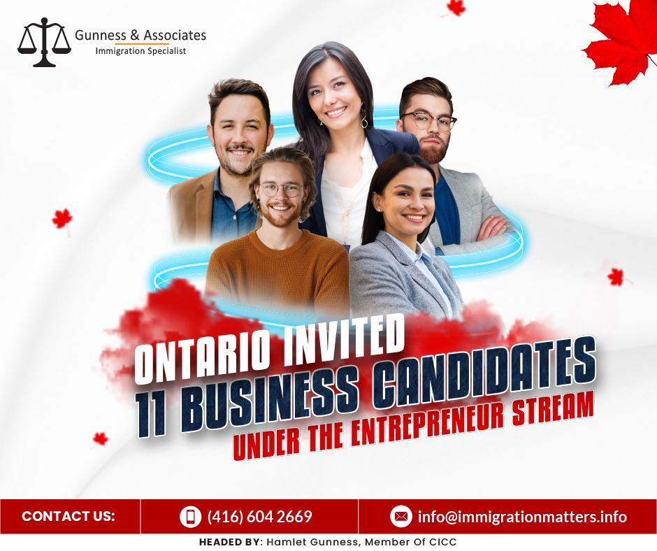 On July 28, 2023, the Ontario Immigration Nominee Program (OINP) released the new draw results under Ontario Entrepreneur Stream Draw. It was the fourth draw for business candidates of the year. In this draw, the province issued 11 Invitations to Apply (ITAs) to business candidates. This round's Comprehensive Ranking System (CRS) score was between 134 and 151. The OINP noted that those whose Expressions of Interest were scored by July 6, 2023, were eligible for this draw. This year, Ontario invited 22,113 candidates under all streams of the OINP, including 48 entrepreneurs.Ontario Entrepreneur Stream Draws 2023A total of 48 business candidates were invited under Ontario Entrepreneur Stream draws 2023 till July 28, 2023. In the table below there are the results of all four draws for business candidates of the year.Date issuedTotal InvitationsScore rangeJuly 28, 202311134 to 151May 12, 202314135 to 178March 31, 202313139 to 159January 27, 202310137 to 162Total48 Ontario Entrepreneur StreamThe Ontario Immigrant Nominee Program (OINP) has an immigration route called the Entrepreneur Path. This stream is designed for entrepreneurs from outside of Canada who want to launch a new business or buy an existing one in Ontario. It allows an entrepreneur (and up to one foreign national business partner) to be nominated for permanent residence after starting their business in Ontario. The entrepreneur may be nominated for permanent resident status after operating an Ontario business for at least 18 months. Candidates who are interested must first submit an Expression of Interest (EOI). After completing the profile registration process, the candidate will be granted a score based on the Ontario Entrepreneur Ranking System. Candidates with the highest competitive scores will be invited to apply to the program on an official level.Join our RSS Feed Want to know more details about “Ontario invited 11 business candidates under the Entrepreneur Stream” you can contact one of our immigration specialists at Gunness & Associates.Tel: (416) 604-2669 Email: info@test.immigrationmatters.infoGunness & Associates has helped thousands of people successfully immigrate to Canada with their families. Our skilled and experienced immigration experts have the expertise to accurately examine your case and advise you on the best method of proceeding to best serve your needs.For honest and straightforward advice, contact the expertsat Gunness & AssociatesGet a free Assessment Join our newsletter and get up-to-date immigration news Click hereAll rights reserved ©2023 Gunness & Associates