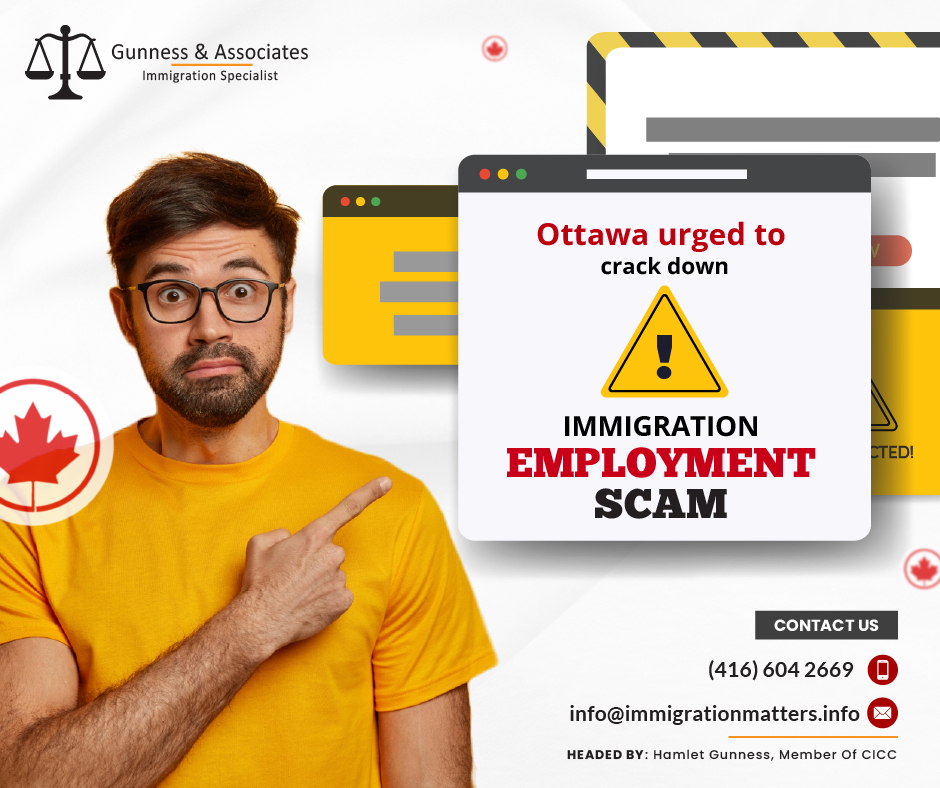 The Federal Government works to prevent employers from immigration employment scams and from charging fees to temporary foreign workers under the Temporary Foreign Worker Program (TFWP). However, some workers are still being exploited and made to pay large sums to secure jobs in Canada. Immigrants pay to get a Canadian employer to apply for a Labour Market Impact Assessment (LMIA), which is needed for a work permit. Scams involving LMIA fraud are known, but the Government has taken steps to guard employees against them. Some foreign workers pay to stay in Canada and get semi-skilled LMIA jobs to settle in the country. The TFWP has led to profiteering by unscrupulous employers and immigration consultants. Last year, the Federal Government changed regulations to ensure temporary foreign workers are not charged for their recruitment.Details of the immigration employment scam Ottawa is being urged to crack down on an immigration scam in which people looking for work in Canada are forced to pay tens of thousands of dollars to potential employers - as well as a charge to immigration experts – in order to obtain work.Last year, the federal Immigration Department updated procedures to try to prevent firms from charging people money to work in Canada through the Temporary Foreign Worker Program, which is designed to replace occupations where no Canadians or permanent residents are available.However, immigration experts claim that, despite Immigration, Refugees, and Citizenship Canada's crackdown, some temporary foreign workers are still being exploited and forced to pay large sums to acquire a job in Canada.The Globe and Mail spoke with immigration consultants, attorneys, and immigrants who are concerned about a scam in which would-be immigrants pay a Canadian business to apply for a Labour Market Impact Assessment (LMIA), a document indicating the necessity for a temporary foreign worker. The worker can apply for a work permit after his or her company obtains the LMIA from Employment and Social Development Canada (ESDC).The Immigration Department informed The Globe and Mail that it was aware of LMIA fraud scams, but that it had taken efforts last year to protect against them through regulatory reforms."Sectors identified as high risk for LMIA fraud receive an enhanced assessment to validate the employer's business operations and the human resource needs," the IRCC stated in a statement.What is a Labour Market Impact Assessment (LMIA)?Before hiring a foreign worker, a Canadian business may be required to get a Labour Market Impact Assessment (LMIA). A positive LMIA will demonstrate that a foreign worker is required to fill the position. Additionally, it will demonstrate that no Canadian citizen or permanent resident is qualified for the position. A confirmation letter is another name for a positive LMIA. LMIAs are used to fill a wide range of openings, including unskilled occupations in the catering, hotel, and retail industries, as well as semi-skilled and skilled positions.The worker can submit a work permit application after the employer receives the LMIA.Applicants for work permits must meet the following requirements:a job offer letter,
a contract,
a copy of the LMIA, and
the LMIA numberJoin our RSS Feed Want to know more details about “Ottawa urged to crack down on immigration employment scam” you can contact one of our immigration specialists at Gunness & Associates.Tel: (416) 604-2669 Email: info@test.immigrationmatters.infoGunness & Associates has helped thousands of people successfully immigrate to Canada with their families. Our skilled and experienced immigration experts have the expertise to accurately examine your case and advise you on the best method of proceeding to best serve your needs.For honest and straightforward advice, contact the expertsat Gunness & AssociatesGet a free AssessmentJoin our newsletter and get up-to-date immigration news Click hereAll rights reserved ©2023 Gunness & Associates