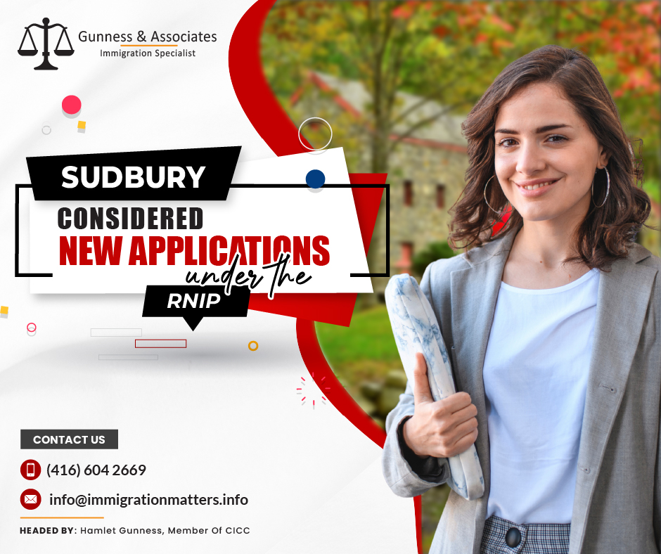 On November 28, 2023, the City of Greater Sudbury held a new round of invitations to the Rural and Northern Immigration Pilot (RNIP) Program. In this round, Sudbury considered 36 new applications under RNIP, including one candidate under the Limited Stream and two candidates through the Francophone Stream. The lowest score of these draws was 245 points, ten points lower than in the previous draw. Last year, Sudbury invited a total of 154 applicants. Since the program's launch, the city has recommended around 555 individuals under the RNIP. So far, the city has considered 478 candidates in 2023.The Northern and Rural Immigration Pilot is an initiative driven by the local community. It is intended to provide skilled foreign workers who wish to live and work in one of the participating communities with a path to permanent residence, distributing the benefits of economic immigration to smaller communities.Participating communities in the RNIP are:North Bay, ON
Sudbury, ON
Timmins, ON
Sault Ste. Marie, ON
Thunder Bay, ON
Brandon, MB
Altona/Rhineland, MB
Moose Jaw, SK
Claresholm, AB
Vernon, BC
West Kootenay (Trail, Castlegar, Rossland, Nelson), BCJoin our RSS Feed Want to know more details about the “Sudbury considered new applications under the RNIP” you can contact one of our immigration specialists at Gunness & Associates.Tel: (416) 604-2669 Email: info@test.immigrationmatters.infoGunness & Associates has helped thousands of people successfully immigrate to Canada with their families. Our skilled and experienced immigration experts have the expertise to accurately examine your case and advise you on the best method of proceeding to best serve your needs.For honest and straightforward advice, contact the expertsat Gunness & AssociatesGet a free Assessment Join our newsletter and get up-to-date immigration news Click hereAll rights reserved ©2023 Gunness & Associates
