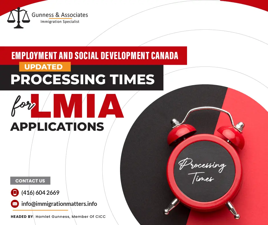 On December 14, 2023, Employment and Social Development Canada (ESDC) updated the processing times for the LMIA applications under various streams. Based on statistics from all processing centers, the current average LMIA processing times have decreased only for the Global Talent Stream. Global Talent Stream - 6 business days (-3 days)
Agricultural stream - 12 business days (+1 day)
Seasonal Agricultural Worker Program - 8 business days
Permanent residence Stream - 77 business days (+20 days)
In-home caregivers - 23 business days (+3 days)
High-wage Stream - 44 business days
Low-wage Stream - 49 business daysService Canada is committed to providing a positive client experience to all Temporary Foreign Worker Program (TFWP) applicants and recognizes that the program, through its various delivery streams, is critical to addressing labor shortages in Canada and meeting the needs of Canadian businesses.LMIA application processing times can vary depending on the number of applications received by the TFWP. About Global Talent StreamThe Global Talent Stream provides timely, responsive, and predictable client-focused service to assist you in gaining access to highly skilled global talent in order to expand your workforce in Canada and remain competitive on a global scale. This stream is intended for innovative Canadian firms that have been referred to Service Canada by a designated referral partner and require unique and specialized foreign nationals to scale up and grow. It's also intended for Canadian businesses looking to fill a high-demand, highly-skilled position on the Global Talent Occupations List.Join our RSS Feed If you want to know more details about the “ESDC updated processing times for LMIA applications in December" you can contact one of our immigration specialists at Gunness & Associates.Tel: (416) 604-2669 Email: info@test.immigrationmatters.infoGunness & Associates has helped thousands of people successfully immigrate to Canada with their families. Our skilled and experienced immigration experts have the expertise to accurately examine your case and advise you on the best method of proceeding to serve your needs.For honest and straightforward advice, contact the expertsat Gunness & AssociatesGet a free Assessment Join our newsletter and get up-to-date immigration news Click hereAll rights reserved ©2023 Gunness & Associates
