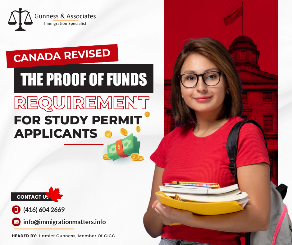 On December 7, 2023, Canada revised the Proof of Funds requirement for study permit applicants. Marc Miller, the Minister of Immigration, Refugees and Citizenship Canada (IRCC), announced an increase in the financial requirement for study permit applicants. Based on the annual update of the low-income cut-off (LICO), this adjustment ensures students are financially prepared for life in Canada. The requirement, unchanged since the early 2000s, has become inadequate. For 2024, a single applicant must show they have $20,635, plus first-year tuition and travel costs. The change applies to new study permit applications from January 1, 2024.Furthermore, the exemption from working hour restrictions that were previously scheduled to end on December 31 for international students has been extended until April 30, 2024. This makes it possible for students to work more than 20 hours a week during the winter semester off campus. Additionally, Minister Miller gave updates on a few short-term measures related to work permits after graduation. About the Study PermitsThe study permit is a document that we issue to foreign nationals that allows them to study at designated learning institutions (DLIs) in Canada. To study in Canada, most foreign nationals require a study permit. Before you apply, make sure you have all of the necessary documents. You must apply before traveling to Canada.Your study permit does not serve as a visa. A visitor visa or an electronic travel authorization (eTA) may also be required. If your study permit is approved, you'll get one along with it.Join our RSS Feed If you want to know more details about “Ottawa held a new Express Entry draw for Francophone candidates” you can contact one of our immigration specialists at Gunness & Associates.Tel: (416) 604-2669 Email: info@test.immigrationmatters.infoGunness & Associates has helped thousands of people successfully immigrate to Canada with their families. Our skilled and experienced immigration experts have the expertise to accurately examine your case and advise you on the best method of proceeding to serve your needs.For honest and straightforward advice, contact the expertsat Gunness & AssociatesGet a free Assessment Join our newsletter and get up-to-date immigration news Click hereAll rights reserved ©2023 Gunness & Associates
