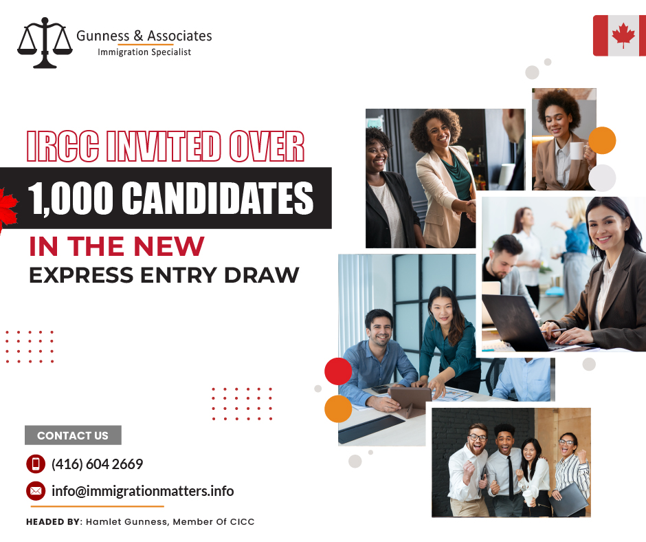 On January 23, 2024, Immigration, Refugees and Citizenship Canada (IRCC) held the second Express Entry draw of 2024 and issued 1,040 Invitations to Apply (ITA). In this draw, IRCC continued inviting candidates under all immigration programs. In round #280, the cut-off score was 543 points, three points fewer than the previous draw. The tie-breaking rule for this round was January 21, 2024, at 07:43:47 UTC. As of January 23, 2024, there were 213,526 profiles registered in the Express Entry pool. This year, Canada issued 2,550 ITAs through Express Entry.It was the second draw of 2024 after the general draw on January 10th, which invited 1,510 candidates from all Express Entry-managed programs to apply. To be considered, candidates had to have a minimum CRS score of 546.Express Entry in 2023In 2023, Canada's Express Entry application management system underwent significant transformations. Throughout the year's first half, Express Entry maintained several patterns established in 2022, resuming draws after an 18-month hiatus. These draws encompassed various formats, including all-program draws, Provincial Nominee Program-only draws, and, on one occasion, the draw exclusively for Federal Skilled Workers. May marked the introduction of six new categories for Express Entry draws by the Immigration, Refugees, and Citizenship Canada (IRCC). This change allowed targeted draws for specific occupations like healthcare, STEM, transport, etc., to address labor market needs. Its success is yet to be determined, but the variety of draws significantly increased, with the first targeting 500 healthcare workers. The Canadian Government invited candidates under a total of 82 NOC codes in five categories (healthcare, STEM, trades, transport, agriculture, and food) through occupation-specific draws and introduced targeted draws for French-speaking candidates.Join our RSS Feed If you want to know more details about the “IRCC invited over 1,000 candidates in the new Express Entry draw" you can contact one of our immigration specialists at Gunness & Associates.Tel: (416) 604-2669 Email: info@test.immigrationmatters.infoGunness & Associates has helped thousands of people successfully immigrate to Canada with their families. Our skilled and experienced immigration experts have the expertise to accurately examine your case and advise you on the best method of proceeding to serve your needs.For honest and straightforward advice, contact the expertsat Gunness & AssociatesGet a free Assessment Join our newsletter and get up-to-date immigration news Click hereAll rights reserved ©2023 Gunness & Associates