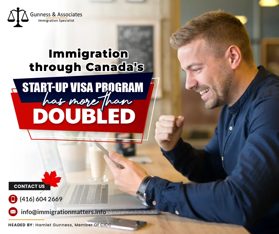 In November, a 32.5% drop was observed in Start-Up Visa (SUV) entrepreneur immigration, following a rebound in October, as per data from Immigration, Refugees and Citizenship Canada (IRCC). The IRCC has set goals to welcome 5,000, 6,000, and 6,000 new residents via the SUV in 2024, 2025, and 2026 respectively. Despite a slowdown in November, the program is expected to achieve record permanent resident admissions by the end of 2023. Until November, the SUV had facilitated the arrival of 1,145 new residents, marking a 104.5% increase from the previous year. Most SUV immigrants choose Ontario and British Columbia as their destinations, with Alberta, Manitoba, and Nova Scotia also seeing some arrivals.Before their application for permanent residence is processed, candidates under the SUV program may initially enter Canada with a work permit supported by their designated Canadian investor.Canada’s Start-up Visa ProgramEntrepreneurs eyeing Canada’s Start-Up Visa program can anticipate a wealth of opportunities, with Canada's commitment to innovation and economic development creating an environment ripe for success. The program not only facilitates permanent residency but also provides a launching pad for individuals to turn their groundbreaking ideas into thriving businesses. Canada's Start-Up Visa program stands as a beacon for immigrant entrepreneurs, offering a pathway to permanent residency and the chance to contribute to one of the world's most dynamic and inclusive economiesThe start-up visa program may make it possible for entrepreneurs to immigrate to Canada. Canada is on a search for bright entrepreneurs who are eager to start businesses that will boost its economy and offer job opportunities to its citizens. The Start-up Visa Program in Canada encourages immigrant business owners who have the skills and ability to start successful businesses in Canada:Who are Innovative
Can create jobs for Canadians
Can compete on a global scaleJoin our RSS Feed If you want to know more details about the “Immigration through Canada's Start-Up Visa program has more than doubled" you can contact one of our immigration specialists at Gunness & Associates.Tel: (416) 604-2669 Email: info@test.immigrationmatters.infoGunness & Associates has helped thousands of people successfully immigrate to Canada with their families. Our skilled and experienced immigration experts have the expertise to accurately examine your case and advise you on the best method of proceeding to serve your needs.For honest and straightforward advice, contact the expertsat Gunness & AssociatesGet a free Assessment Join our newsletter and get up-to-date immigration news Click hereAll rights reserved ©2023 Gunness & Associates