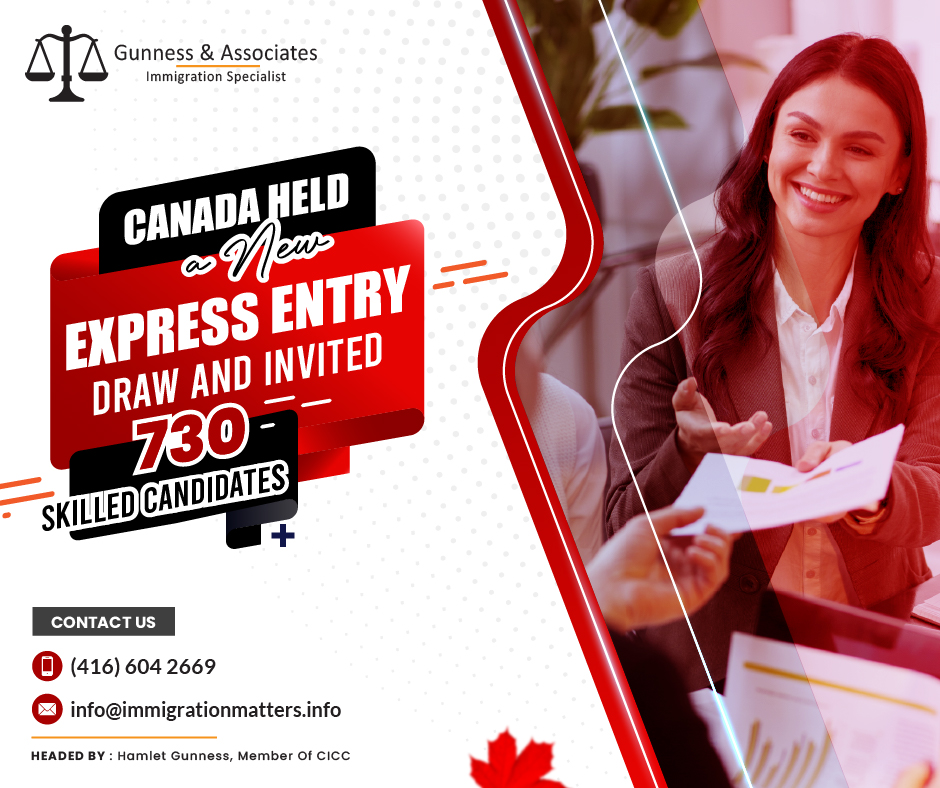 On January 31, 2024, Canada held a new Express Entry draw of 2024 and issued 730 Invitations to Apply (ITA). In this draw, Immigration, Refugees and Citizenship Canada (IRCC) continued inviting candidates under all immigration programs. In round #281, the cut-off score was 541 points, two points fewer than the previous draw. The tie-breaking rule for this round was July 15, 2023, at 10:52:08 UTC. As of January 30, 2024, there were 215,726 profiles registered in the Express Entry pool. This year, Canada issued 3,280 ITAs through Express Entry.Express Entry 2024IRCC had initially targeted 82,880 Express Entry candidates in 2023 in the previous year's Immigration Levels Plan. However, between the first draw on January 11 and the final draw on December 21, the department issued 110,266 ITAs, exceeding the targets. Express Entry, the backbone of economic immigration to Canada, is also expected to see significant increases in admission targets in 2024. IRCC will seek to admit over 345,770 Express Entry candidates between 2024 and 2026, according to the current Canada Immigration Levels Plan 2024-2026. Join our RSS Feed If you want to know more details about “Canada held a new Express Entry draw and invited 730 skilled candidates" you can contact one of our immigration specialists at Gunness & Associates.Tel: (416) 604-2669 Email: info@test.immigrationmatters.infoGunness & Associates has helped thousands of people successfully immigrate to Canada with their families. Our skilled and experienced immigration experts have the expertise to accurately examine your case and advise you on the best method of proceeding to serve your needs.For honest and straightforward advice, contact the expertsat Gunness & AssociatesGet a free Assessment Join our newsletter and get up-to-date immigration news Click hereAll rights reserved ©2023 Gunness & Associates